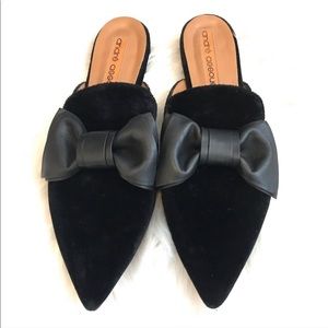 Andre Assous black velvet mules